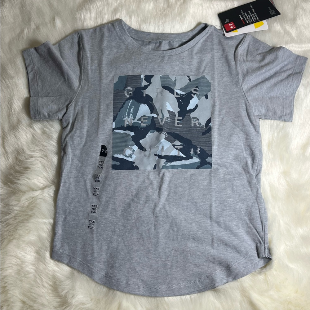 Under Armour Girls Gray Athletic Tee Shirt Size XS NWT